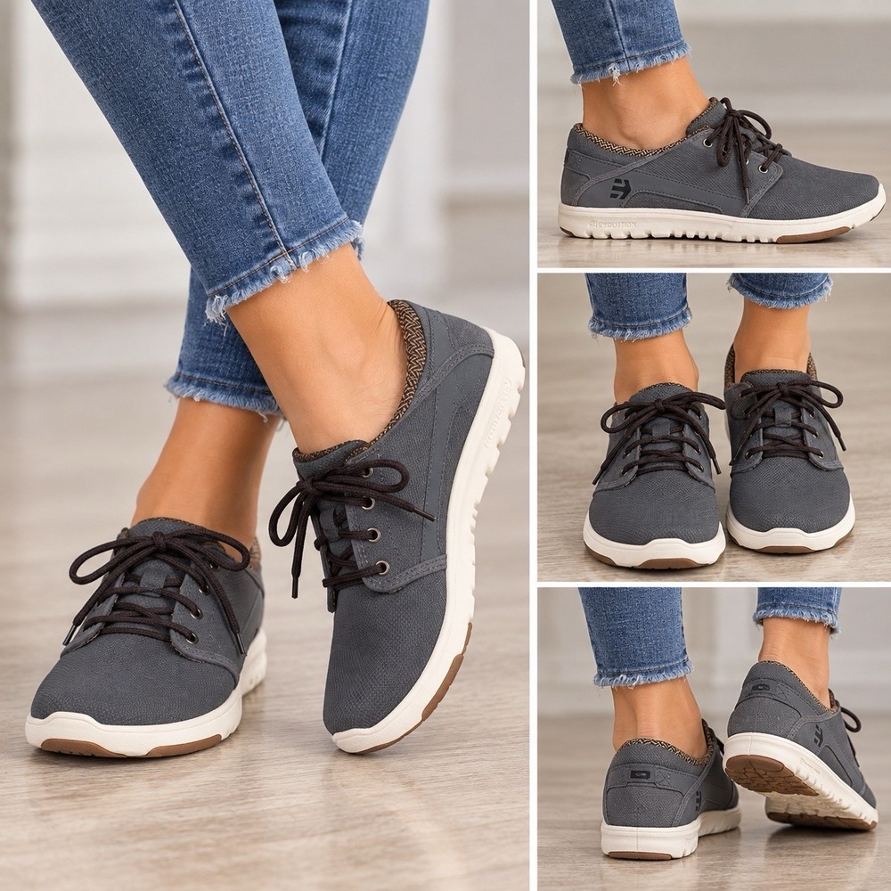 Etnies Scout SMU Gray Women Size 9.5 Lightweight Running Skate Shoes Sneakers